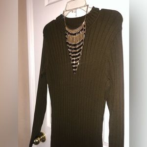 H&M olive green ribbed dress